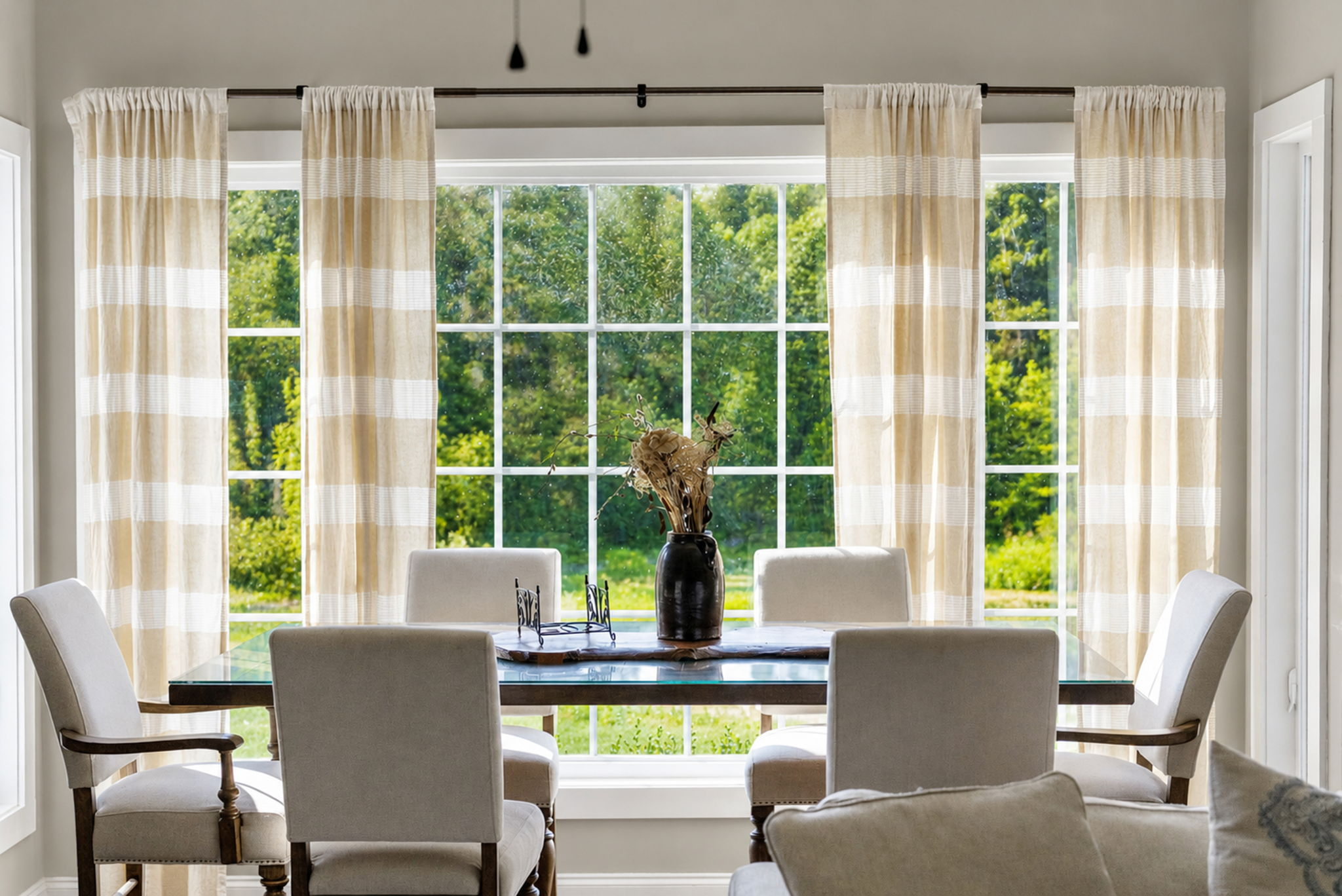 Light-filled dining space overlooking the East Tennessee landscape